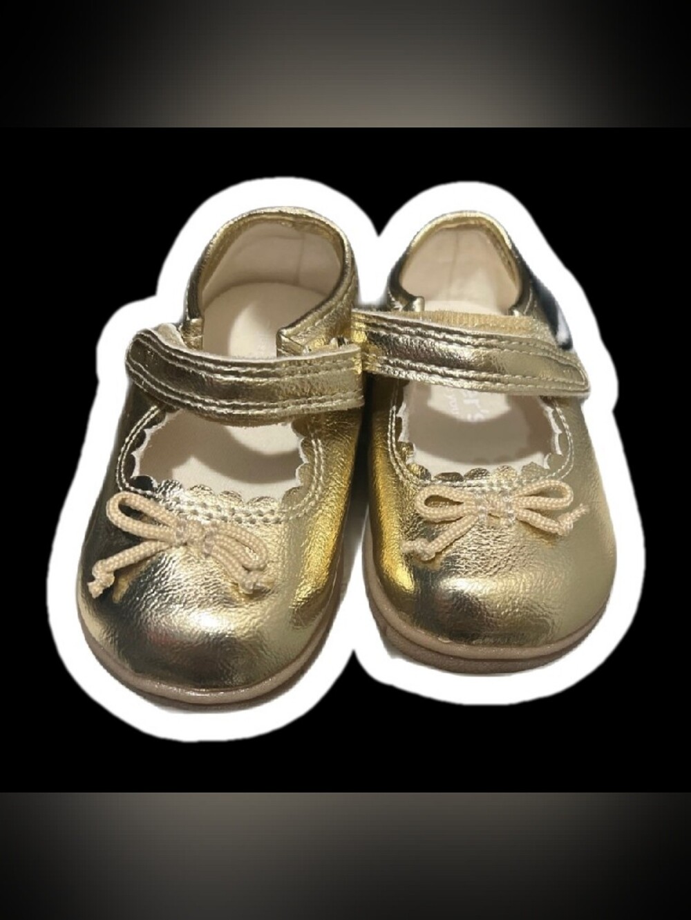 Carter's Toddler Metallic Gold Mary Jane Shoes with Bow Accent